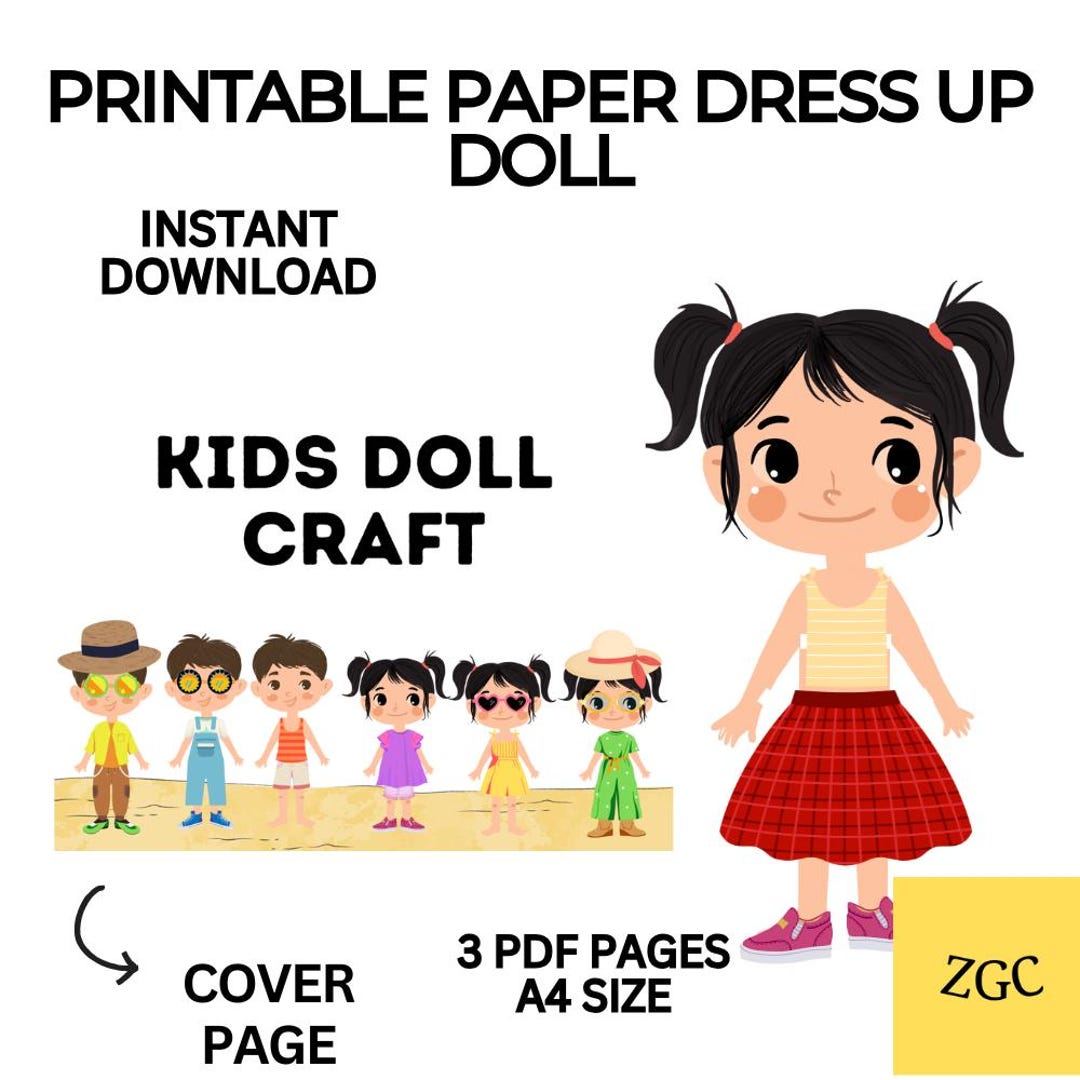 Buy Printable Paper Dress up Doll | Kids Craft Activity (digital ...