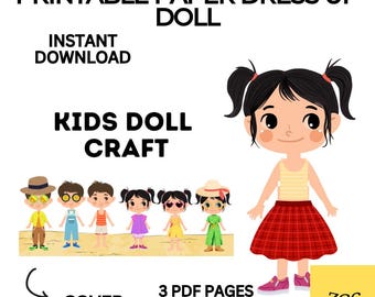 Créations imprimables de poupées en papier, activité d'habillage pour enfants, motricité fine (téléchargement numérique)