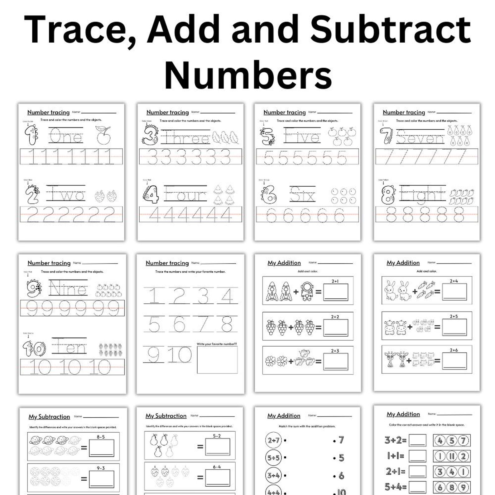 Printable Primary Math Worksheets Bundle | Addition and Subtraction ...