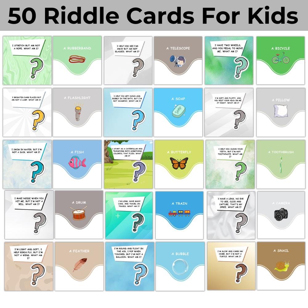 Fun Riddle Cards for Kids | Printable Brain Teasers (PDF) - Etsy