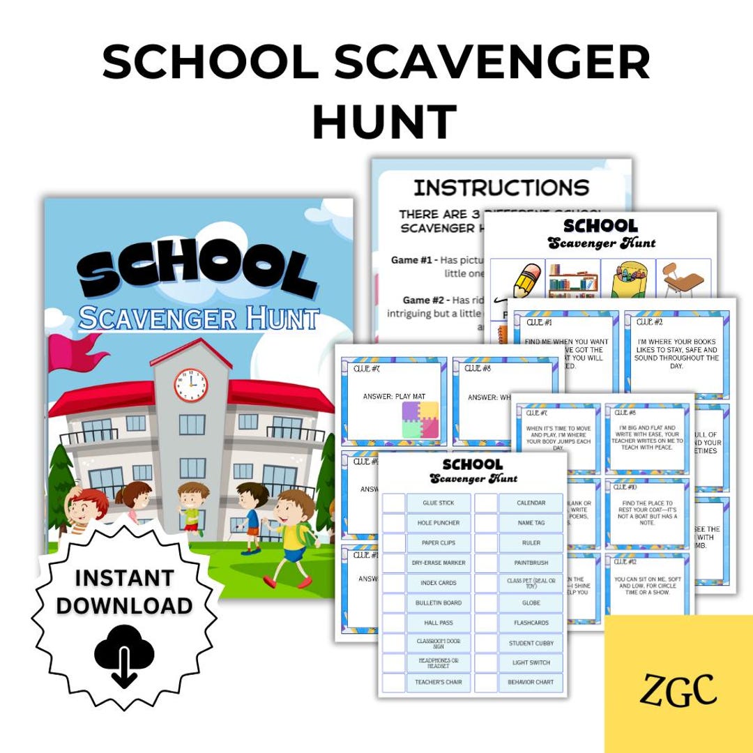 School Scavenger Hunt | Printable Classroom Game (PDF Download) - Etsy