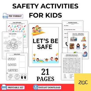 Printable Child Safety Worksheets, Digital Safety Activities for Kids, Stranger Danger & Emergency Preparedness Activities, INSTANT DOWNLOAD