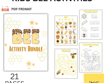 Bee Activity Bundle | Preschool Kindergarten Worksheets (PDF Download)