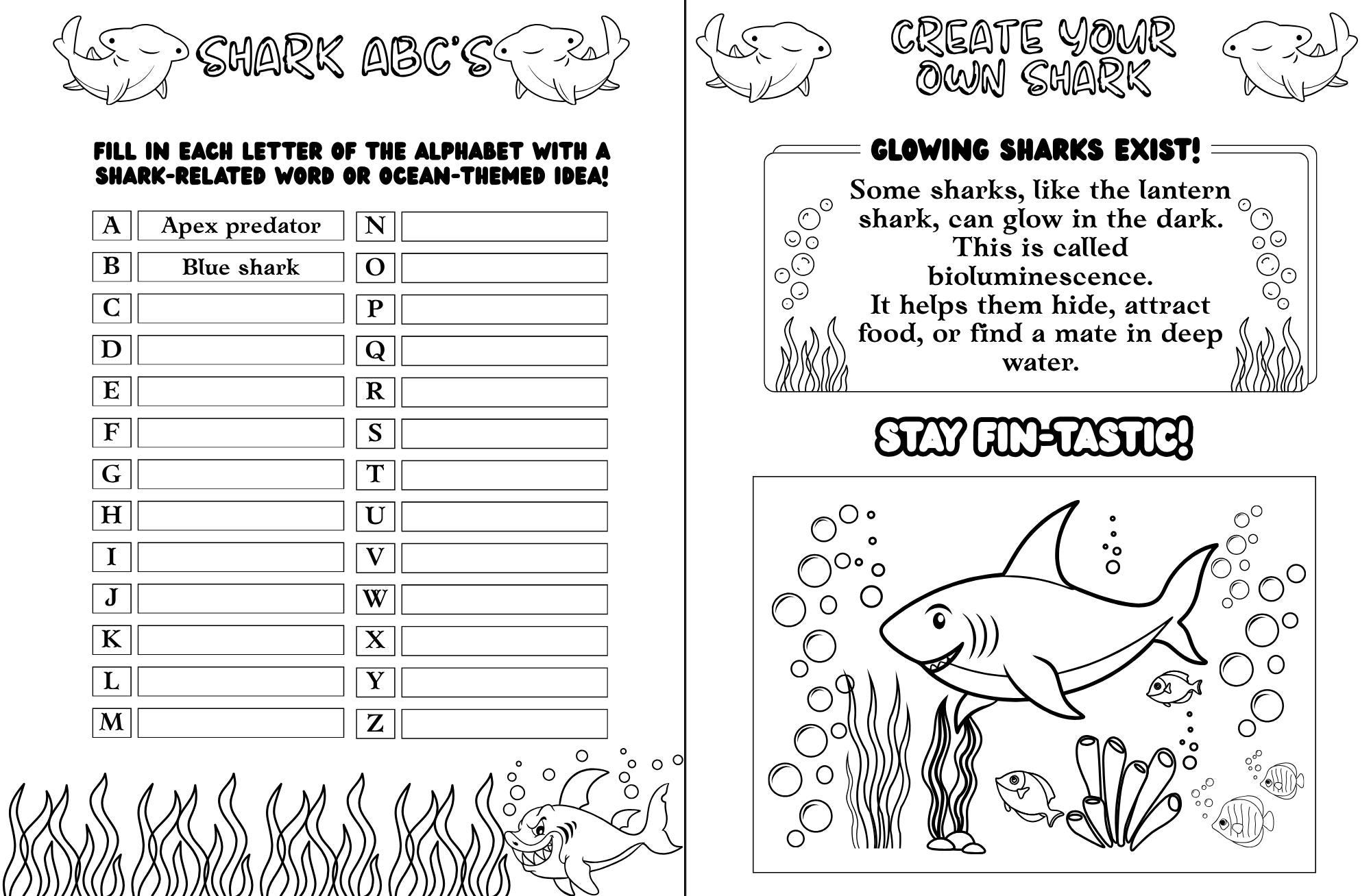 Shark Activities for Kids | Shark Week Printable | Ocean Animal Unit ...