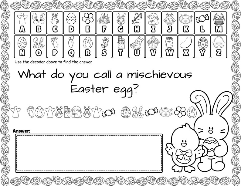 Łamacze kodów wielkanocnych | Wiosenna aktywność z dekodowaniem wiadomości | Arkusze z tajnymi kodami | Wielkanocna gra matematyczno-edukacyjna | Wersja do druku bez przygotowania zdjęcie 6