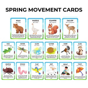 Spring Movement Cards | Kids Gross Motor Activity, Brain Break (Digital Download) image 3
