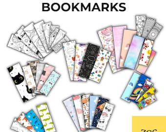 42 Printable Bookmarks for Kids and Adults, Coloring Bookmarks, DIY Bookmark Set (Digital Download)