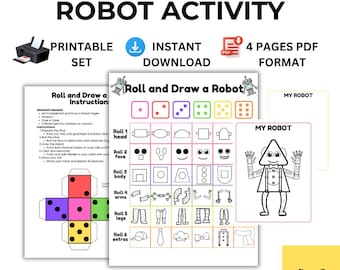 Gra w rzucanie i rysowanie robotem | Aktywność z kostkami STEM (PDF)