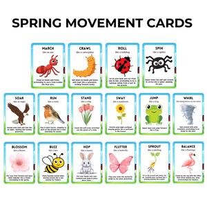 Spring Movement Cards | Kids Gross Motor Activity, Brain Break (Digital Download) image 2