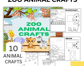 Zoo Animal Crafts for Kids | 10 Cut and Paste Animal Crafts | Preschool Kindergarten Safari Animals Printable Activities