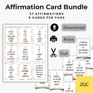 Cartes d'affirmation imprimables pour enfants et adultes - 27 cartes d'état d'esprit positif pour un usage quotidien, l'estime de soi, la confiance et le bien-être en classe, PDF