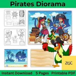 Pirate Diorama Printable | Kids Craft Activity | Pirate Adventure Scene | Classroom & Party Fun | DIY Pirate Playset Craft, INSTANT DOWNLOAD