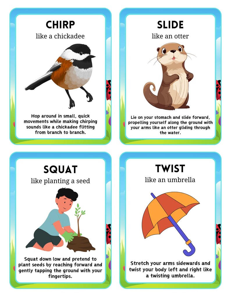 Spring Movement Cards | Kids Gross Motor Activity, Brain Break (Digital Download) image 9