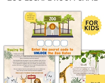 Zoo Escape Room Game Printable | Classroom Escape Room for Kids | Zoo Puzzle Challenge | Birthday Party Activity
