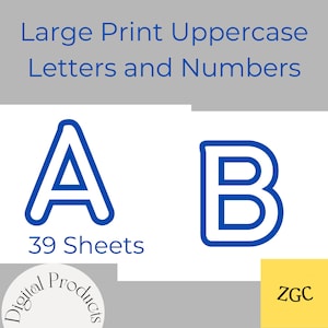 Alphabet Letters and Numbers, Uppercase Letters and Number Templates 0-9, Blue Letters and Numbers Resource, Prek, INSTANT DOWNLOAD