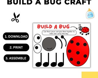 Erstellen Sie ein Bug Craft Printable | Frühling Feinmotorik für Vorschule & Kindergarten | Ausschneiden und Einfügen Insekt STEM Arbeitsblatt PDF