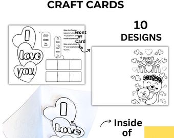 Mother's Day Card Craft Designs for Kids | Coloring Activity Cards (Instant Download)