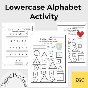 Hojas de trabajo para trazar letras del alfabeto en minúsculas / Hojas de trabajo para niños para practicar la escritura y el reconocimiento de letras, escritura del abecedario, trazar y encontrar, DESCARGA INSTANTÁNEA