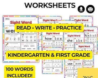 Sight Word Worksheets, 100 High Frequency Words, Kindergarten Reading Activities, First Grade Literacy, Printable Sight Word Practice
