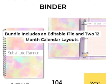 Substitute Teacher Planner Editable | Sub Binder Printable | Substitute Teacher Binder | Teacher Planner | Emergency Sub Plans