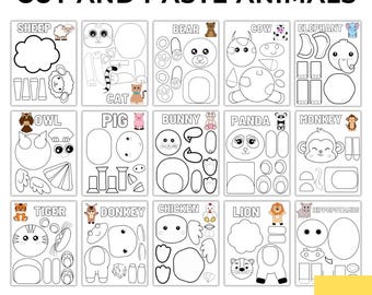 Animal Cut and Paste Crafts | Preschool Printable Activity (PDF Download)