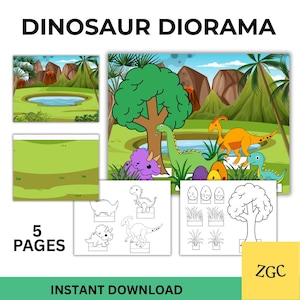 Printable Dinosaur Diorama Craft for Kids | DIY Birthday Party Activity | Fun Preschool Classroom Project | Digital PDF Download for Home