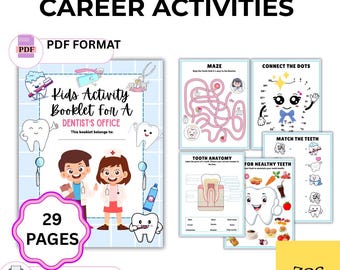 Utskrivbart tandläkaraktivitetspaket | Karriärdag förskola dagis | Dramatiska lekplatser | Tandläkararbetsblad i PDF-format
