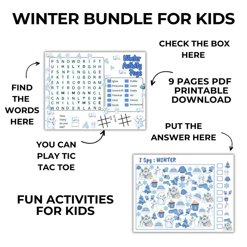 Winter Activity Pack for Kids | Printable Winter Crafts and Worksheets ...