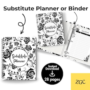 Printable Substitute Teacher Planner | Printable Sub Binder | Classroom Management Organizer, Lesson Plan Template, Digital Teacher Resource