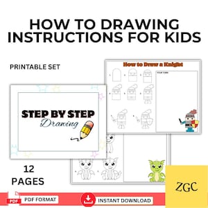 Printable Step by Step Drawing Guides for Kids | How to Draw Animals, Food & Objects | Fun Art Worksheets for Beginners | PDF Download