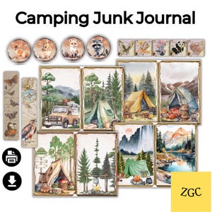 Camping Junk Journal Kit | Nature-Themed Printable Journal | Scrapbook & Memory Book | DIY Junk Journal Pages | Instant Digital Download