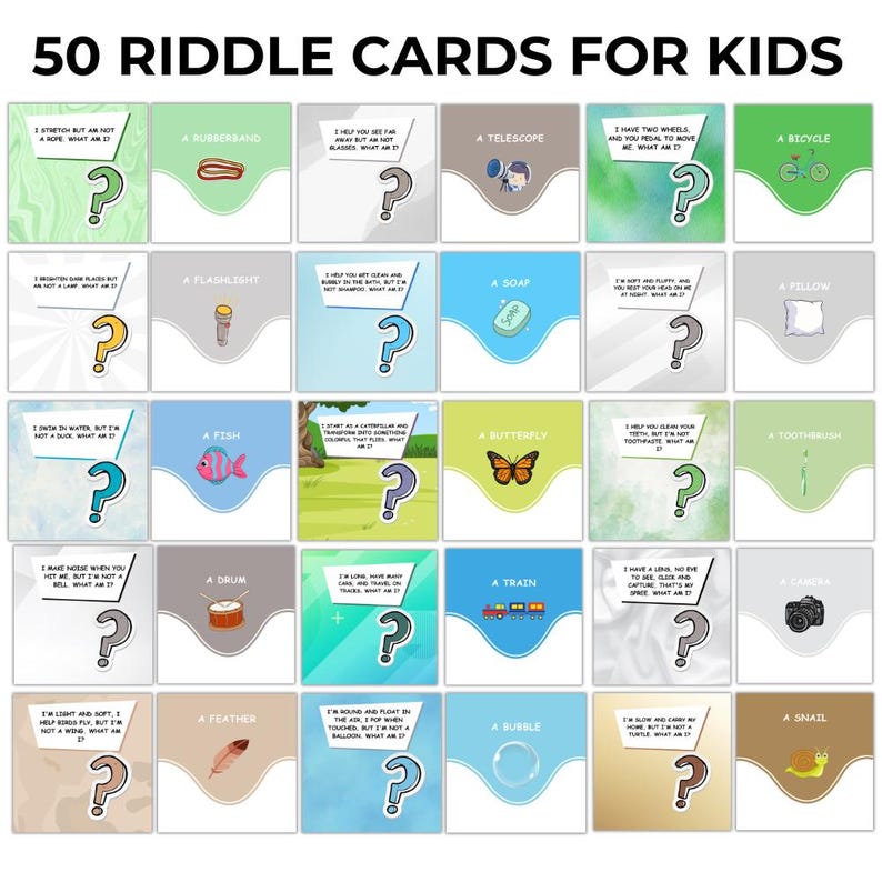 Card Riddle Examples Printable Riddle Cards for Kids | 50 Brain Teasers & Answers | Critical ...