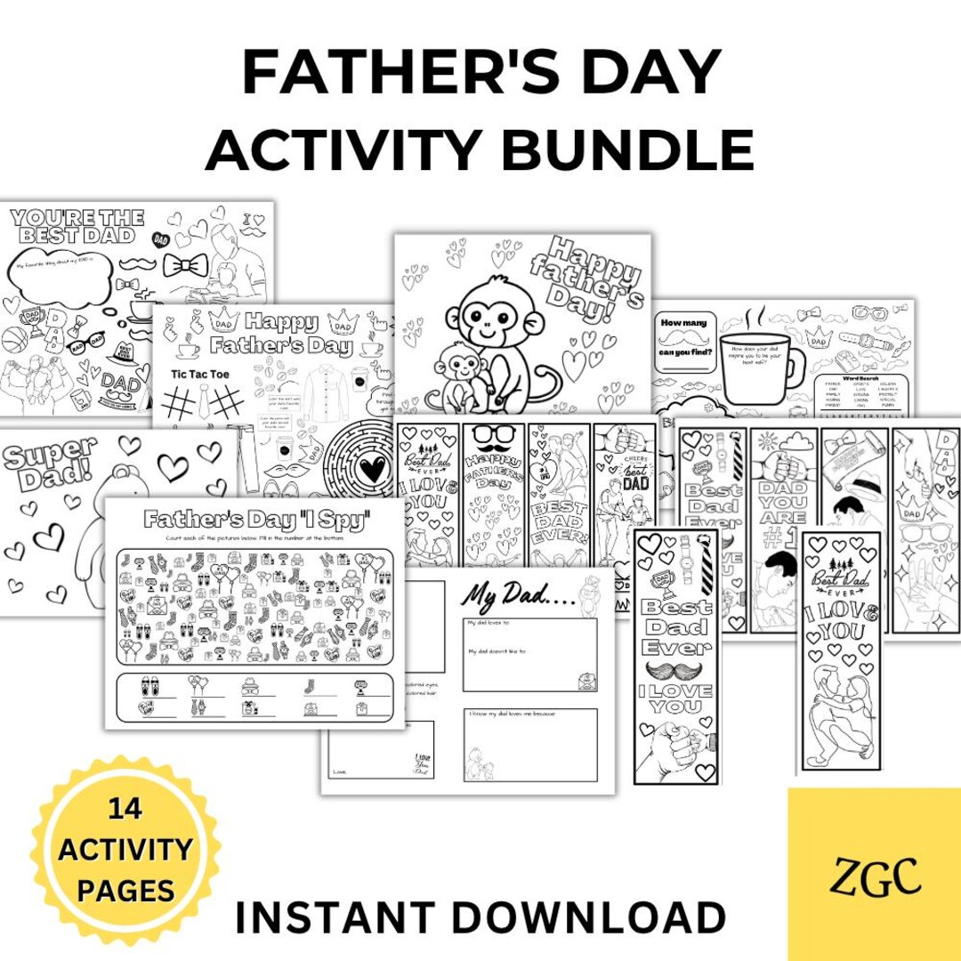 Father's Day Activity Bundle | Kids Printable Games, Worksheets ...
