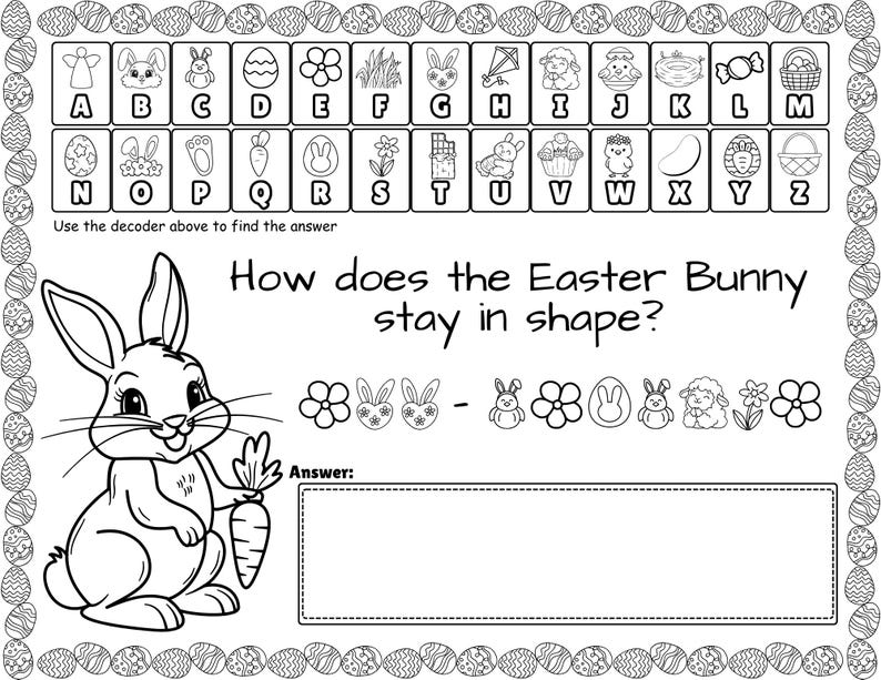 Łamacze kodów wielkanocnych | Wiosenna aktywność z dekodowaniem wiadomości | Arkusze z tajnymi kodami | Wielkanocna gra matematyczno-edukacyjna | Wersja do druku bez przygotowania zdjęcie 7