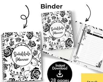 Edytowalny planer dla nauczyciela zastępczego | Wydrukowany segregator dla nauczyciela zastępczego (pobranie cyfrowe)