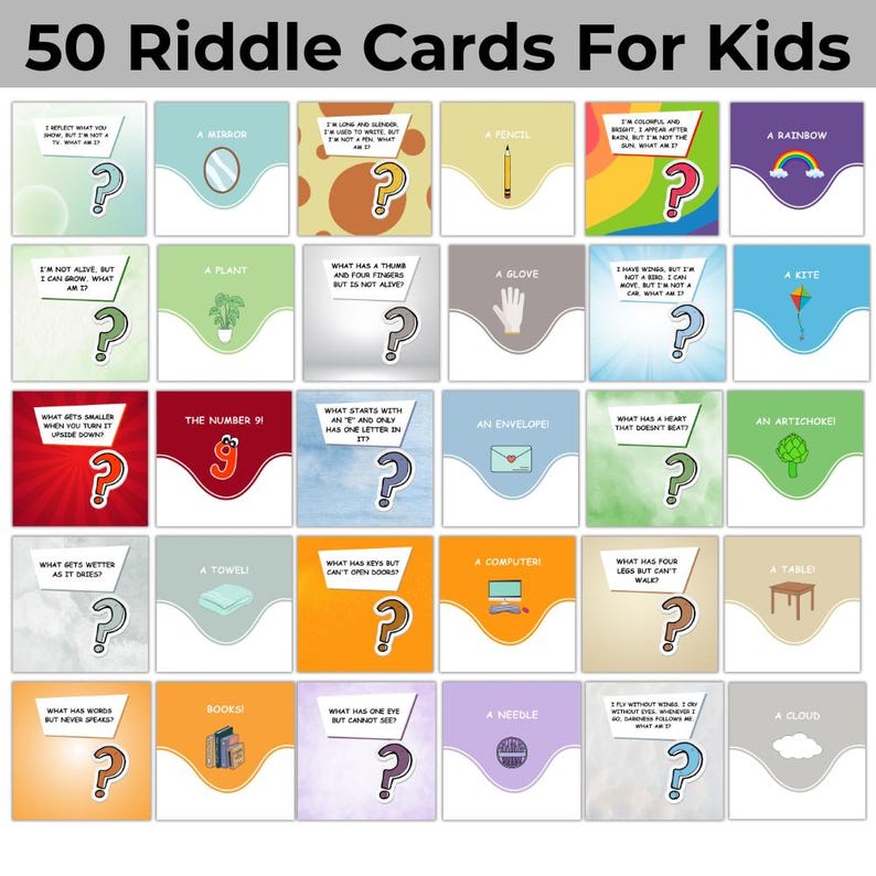 Fun Riddle Cards for Kids | Printable Brain Teasers (PDF) - Etsy