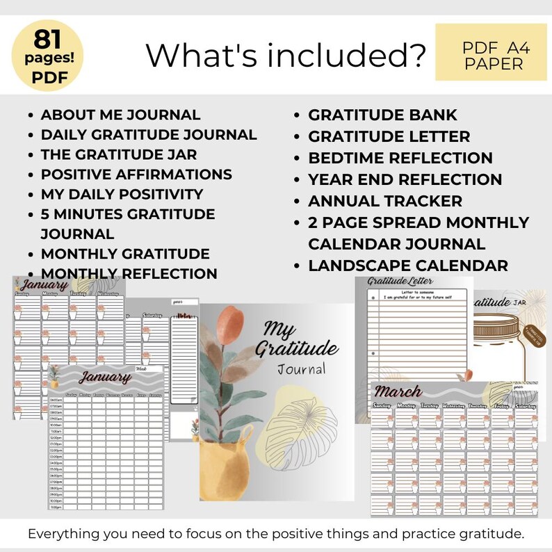 Gratitude Journal or Binder, Printable Gratitude Workbook, Goal Planner ...