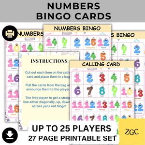 Jeu de bingo numérique | Activité mathématique à imprimer pour les enfants | Jeu d'apprentissage amusant pour la classe et l'école à la maison, jeu de reconnaissance des nombres, TÉLÉCHARGEMENT IMMÉDIAT