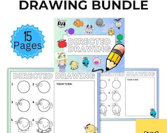Directed Drawing Activities for Kids | Step by Step Drawing Worksheets | Drawing Printables for Classroom Homeschool Art