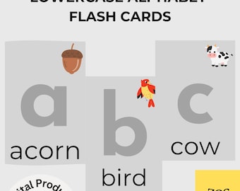 Lowercase Alphabet Flash Cards, Educational Printable, ABC Learning, Homeschool Resource (Digital Download)