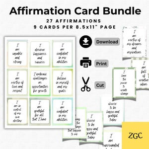Cartes d'affirmation imprimables pour enfants et adultes - 27 cartes d'état d'esprit positif pour un usage quotidien, l'estime de soi, la confiance et le bien-être en classe, PDF