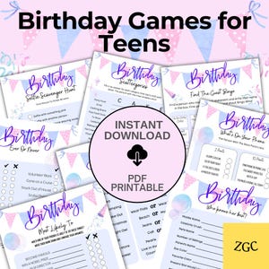 Teen Birthday Printable Games, Girl Birthday Party Games, Birthday Party Games, Teenager Birthday Activities, Ice Breakers, INSTANT DOWNLOAD