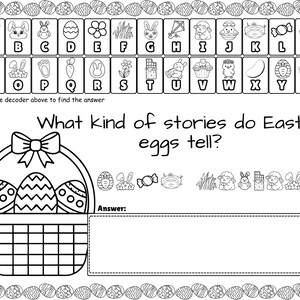 Łamacze kodów wielkanocnych | Wiosenna aktywność z dekodowaniem wiadomości | Arkusze z tajnymi kodami | Wielkanocna gra matematyczno-edukacyjna | Wersja do druku bez przygotowania zdjęcie 5