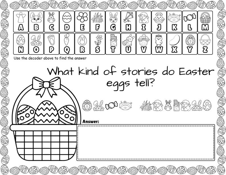 Łamacze kodów wielkanocnych | Wiosenna aktywność z dekodowaniem wiadomości | Arkusze z tajnymi kodami | Wielkanocna gra matematyczno-edukacyjna | Wersja do druku bez przygotowania zdjęcie 5