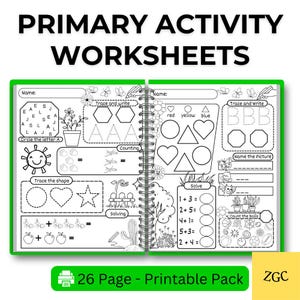 Atividades do alfabeto para crianças | Imprimíveis para pré-escola e jardim de infância | Pacote de aprendizagem inicial com 26 páginas | Rastreamento de letras, matemática e formas, PDF
