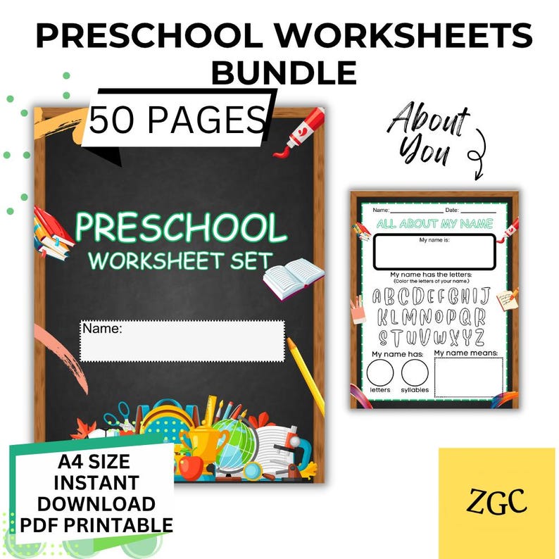 Preschool Learning Activity Bundle | Homeschool Printable Worksheets ...