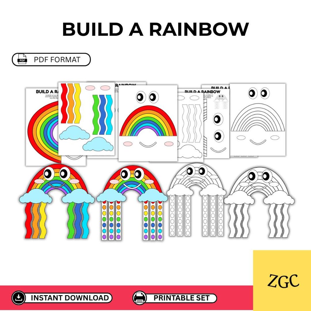 Build a Rainbow Craft Printable | Cut and Paste Rainbow Activity ...