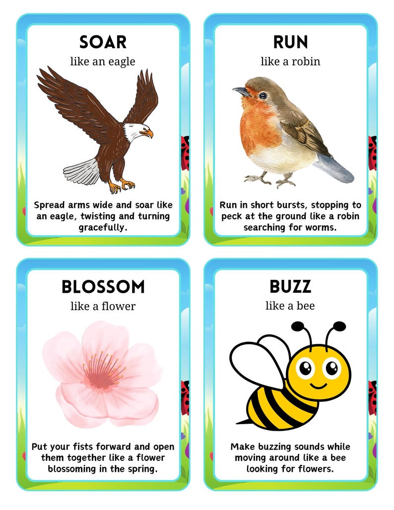 Spring Movement Cards | Kids Gross Motor Activity, Brain Break (Digital Download) image 6
