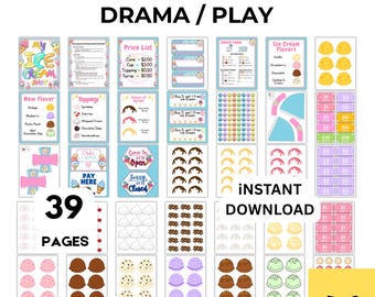 アイスクリーム屋さんごっこ遊びプリント｜ごっこ遊びパック（デジタルダウンロード）
