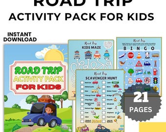 Road Trip Activity Pack for Kids | Travel Games PDF | Car Ride Activities | Kids Travel Binder | Screen Free Activities | Family Vacation